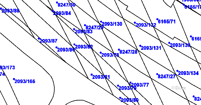 Parcela st. 2093/78 v KÚ Bystrc, Katastrální mapa