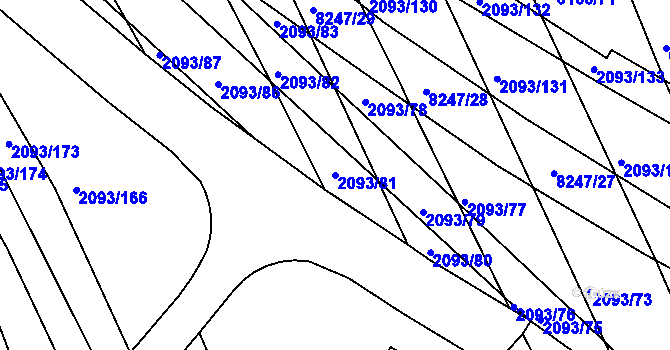 Parcela st. 2093/81 v KÚ Bystrc, Katastrální mapa