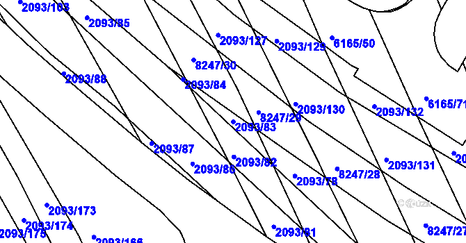 Parcela st. 2093/83 v KÚ Bystrc, Katastrální mapa
