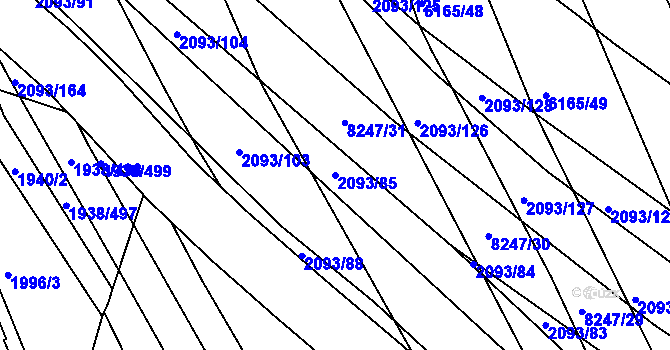 Parcela st. 2093/85 v KÚ Bystrc, Katastrální mapa