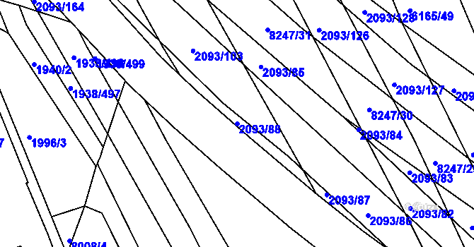 Parcela st. 2093/88 v KÚ Bystrc, Katastrální mapa