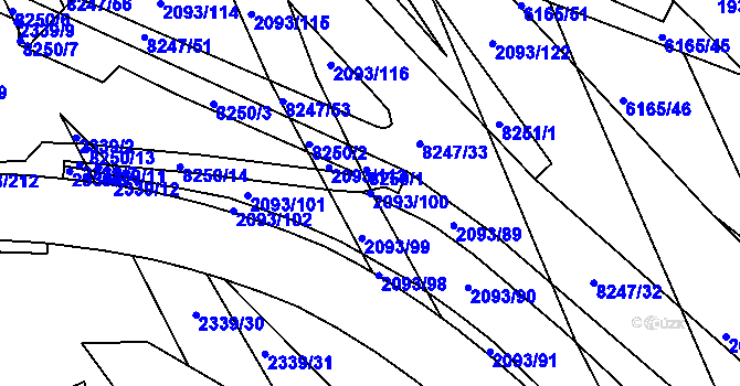 Parcela st. 2093/100 v KÚ Bystrc, Katastrální mapa