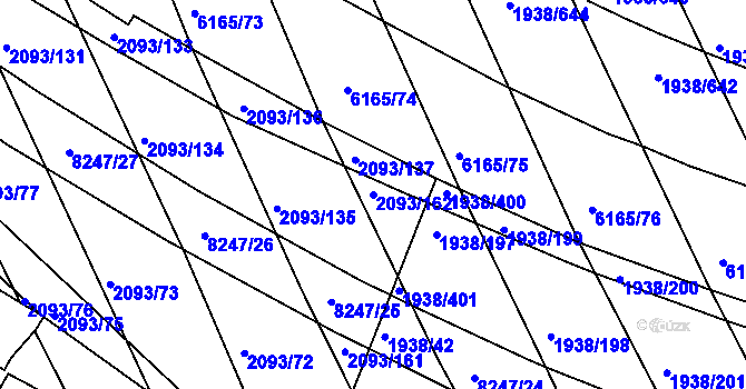 Parcela st. 2093/162 v KÚ Bystrc, Katastrální mapa