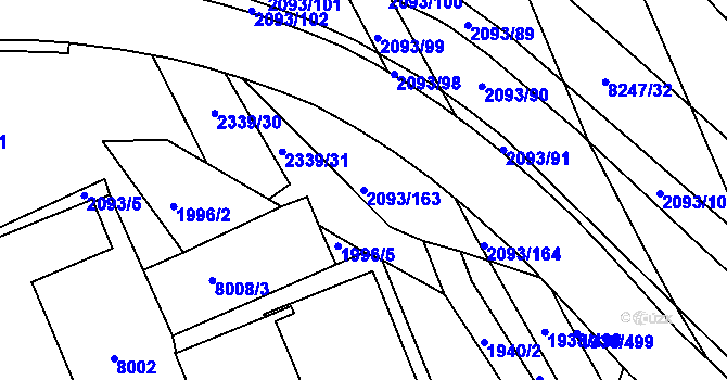 Parcela st. 2093/163 v KÚ Bystrc, Katastrální mapa