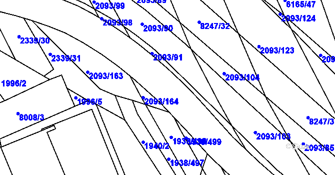 Parcela st. 2093/165 v KÚ Bystrc, Katastrální mapa