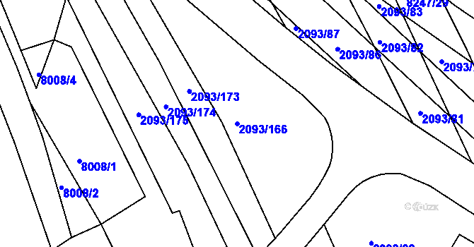 Parcela st. 2093/166 v KÚ Bystrc, Katastrální mapa
