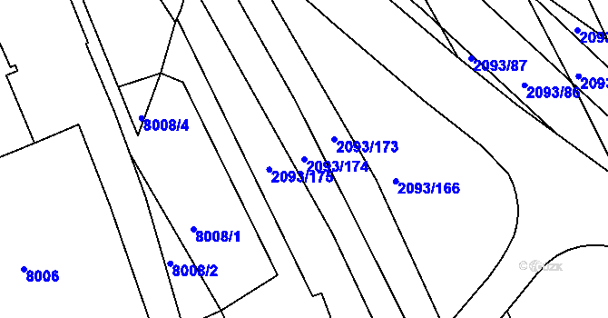 Parcela st. 2093/174 v KÚ Bystrc, Katastrální mapa