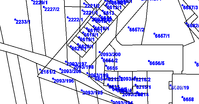 Parcela st. 2093/200 v KÚ Bystrc, Katastrální mapa