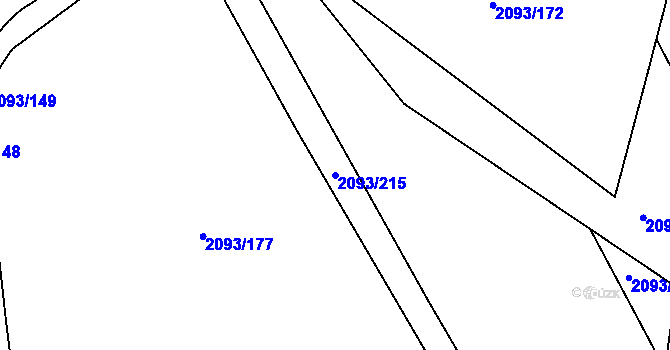 Parcela st. 2093/215 v KÚ Bystrc, Katastrální mapa