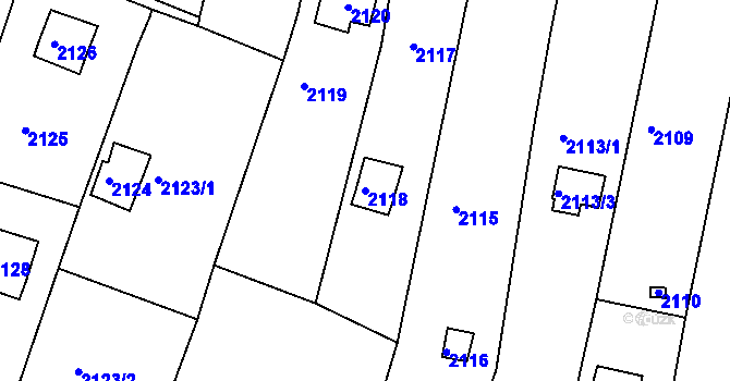 Parcela st. 2118 v KÚ Bystrc, Katastrální mapa