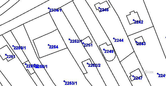 Parcela st. 2251 v KÚ Bystrc, Katastrální mapa
