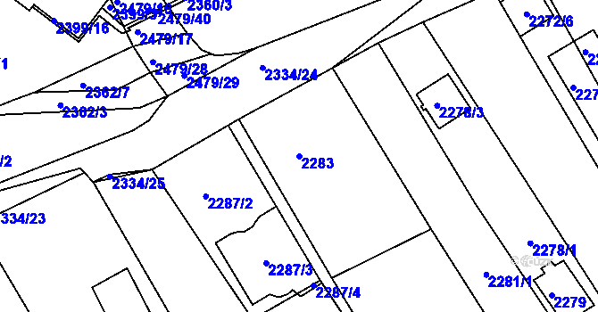 Parcela st. 2283 v KÚ Bystrc, Katastrální mapa