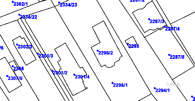 Parcela st. 2296/2 v KÚ Bystrc, Katastrální mapa