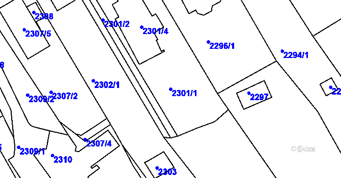 Parcela st. 2301/1 v KÚ Bystrc, Katastrální mapa