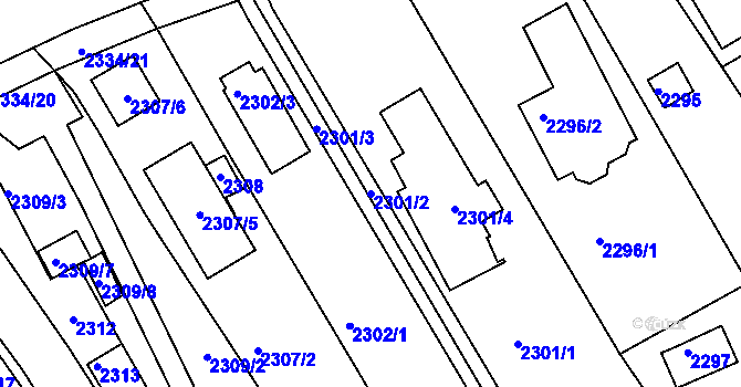 Parcela st. 2301/2 v KÚ Bystrc, Katastrální mapa