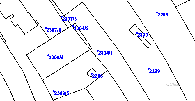 Parcela st. 2304/1 v KÚ Bystrc, Katastrální mapa
