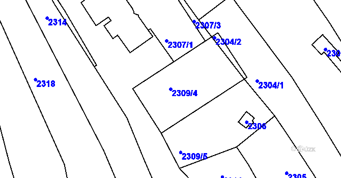 Parcela st. 2309/4 v KÚ Bystrc, Katastrální mapa