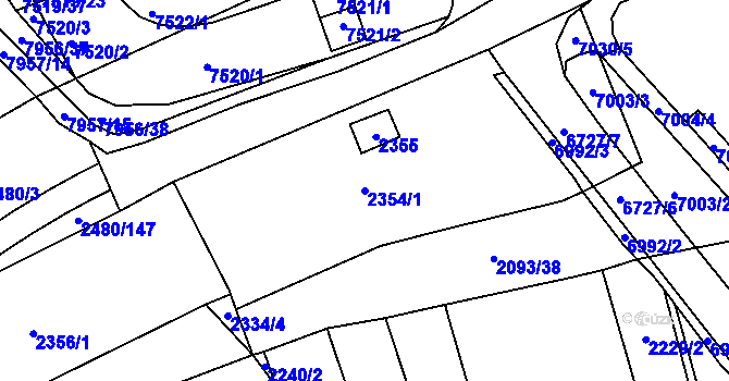 Parcela st. 2354/1 v KÚ Bystrc, Katastrální mapa