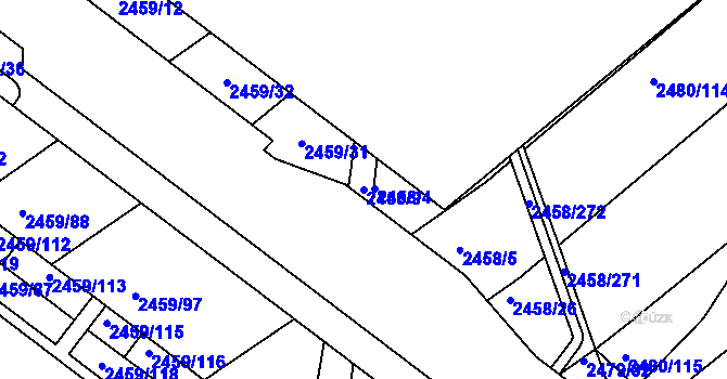 Parcela st. 2458/9 v KÚ Bystrc, Katastrální mapa