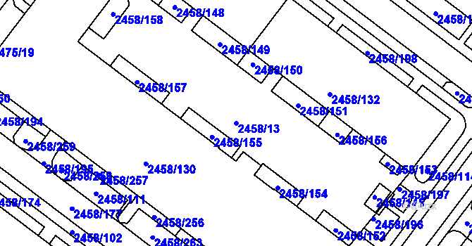 Parcela st. 2458/13 v KÚ Bystrc, Katastrální mapa