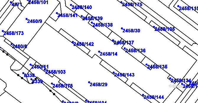 Parcela st. 2458/14 v KÚ Bystrc, Katastrální mapa