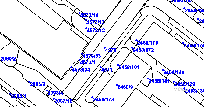 Parcela st. 2458/18 v KÚ Bystrc, Katastrální mapa