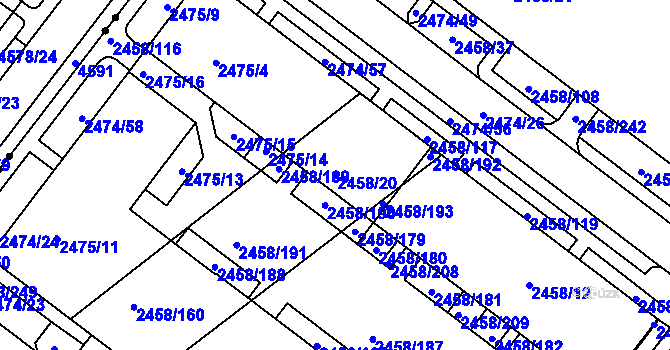 Parcela st. 2458/20 v KÚ Bystrc, Katastrální mapa