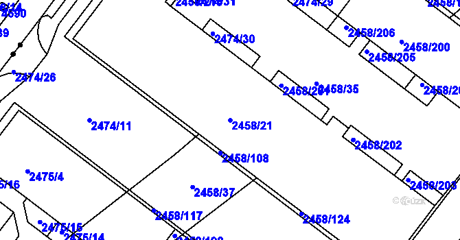 Parcela st. 2458/21 v KÚ Bystrc, Katastrální mapa