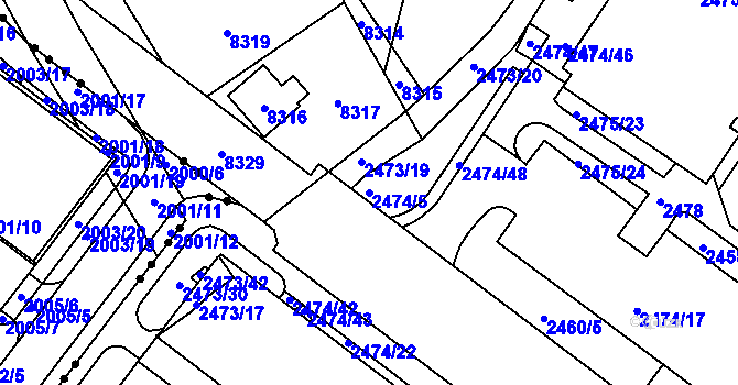 Parcela st. 2474/5 v KÚ Bystrc, Katastrální mapa