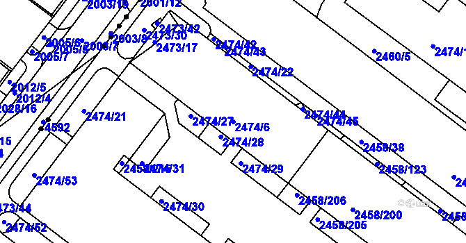 Parcela st. 2474/6 v KÚ Bystrc, Katastrální mapa