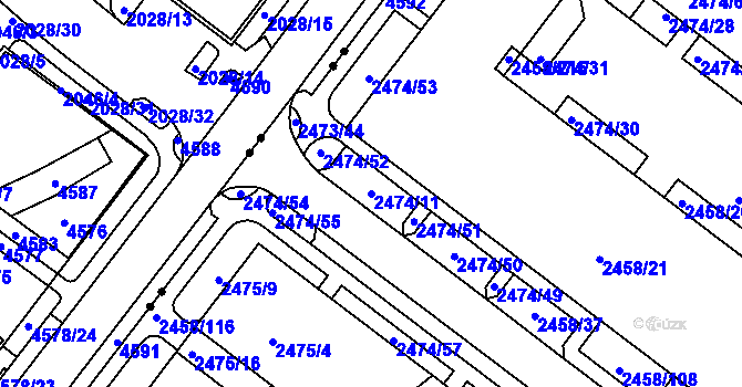 Parcela st. 2474/11 v KÚ Bystrc, Katastrální mapa