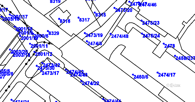 Parcela st. 2474/16 v KÚ Bystrc, Katastrální mapa