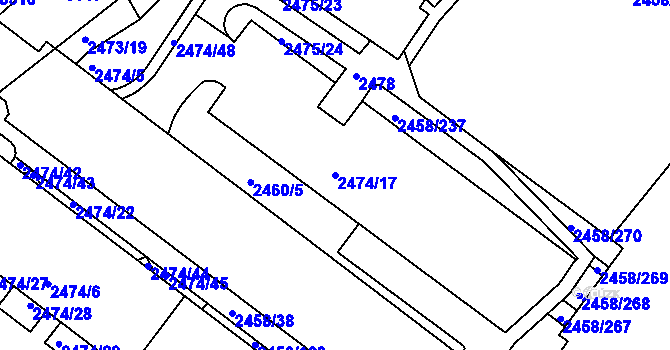 Parcela st. 2474/17 v KÚ Bystrc, Katastrální mapa