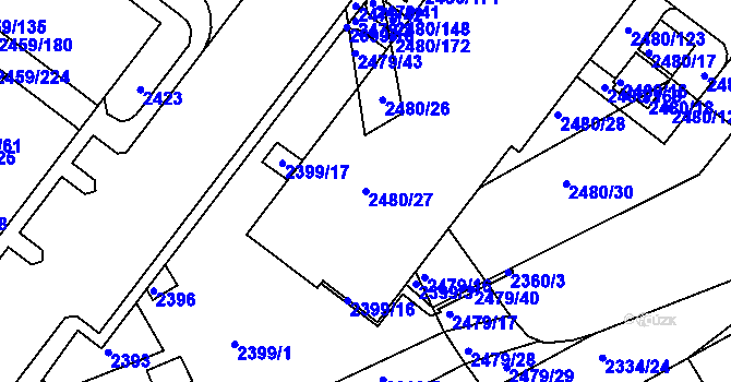 Parcela st. 2480/27 v KÚ Bystrc, Katastrální mapa