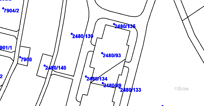 Parcela st. 2480/93 v KÚ Bystrc, Katastrální mapa