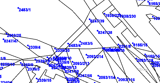 Parcela st. 2483/5 v KÚ Bystrc, Katastrální mapa