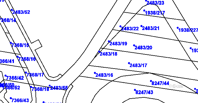 Parcela st. 2483/18 v KÚ Bystrc, Katastrální mapa