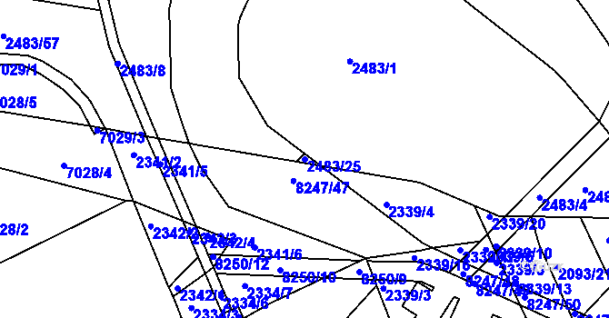 Parcela st. 2483/25 v KÚ Bystrc, Katastrální mapa