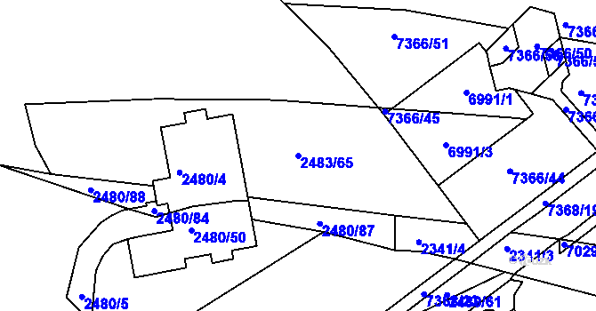 Parcela st. 2483/65 v KÚ Bystrc, Katastrální mapa
