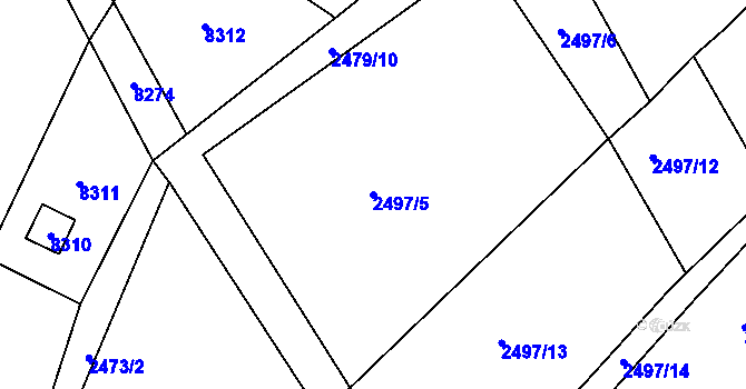Parcela st. 2497/5 v KÚ Bystrc, Katastrální mapa