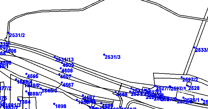Parcela st. 2531/3 v KÚ Bystrc, Katastrální mapa