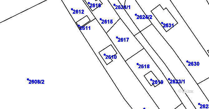 Parcela st. 2610 v KÚ Bystrc, Katastrální mapa