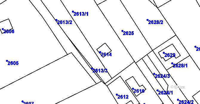 Parcela st. 2614 v KÚ Bystrc, Katastrální mapa