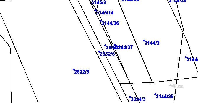 Parcela st. 2632/5 v KÚ Bystrc, Katastrální mapa