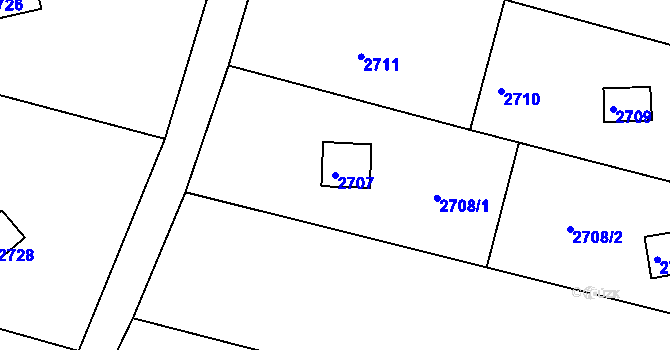 Parcela st. 2707 v KÚ Bystrc, Katastrální mapa