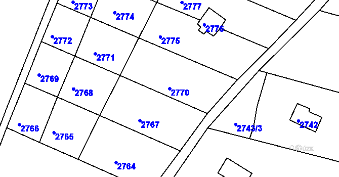 Parcela st. 2770 v KÚ Bystrc, Katastrální mapa