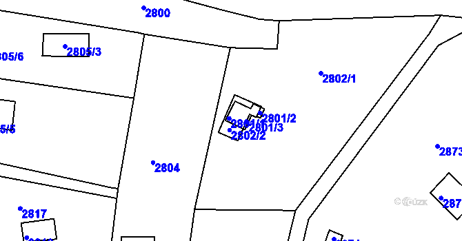 Parcela st. 2801 v KÚ Bystrc, Katastrální mapa