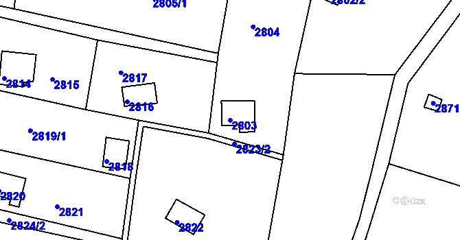 Parcela st. 2803 v KÚ Bystrc, Katastrální mapa