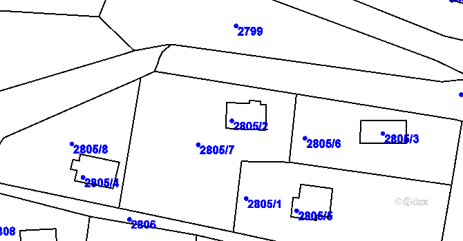 Parcela st. 2805/2 v KÚ Bystrc, Katastrální mapa