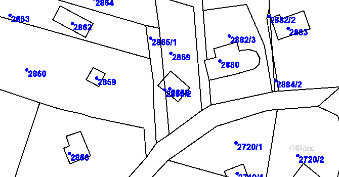 Parcela st. 2868 v KÚ Bystrc, Katastrální mapa